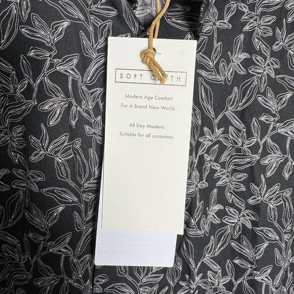 Soft Cloth Brand soft point collar mens shirt italian leaf print size medium - Picture 9 of 11